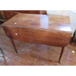 A Victorian mahogany rectangular table on castors with two leaves. One drawer. 98cm long.