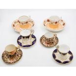 19th century and later cabinet cups and saucers, including Davenport and Derby, Coalport (6)