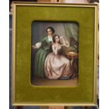 A Continental oil on board, two girls, framed
