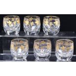 A set of six faceted crystal tumblers, gilt vine decoration (6)