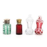 Four glass scent bottles, overlaid glass etc (4)