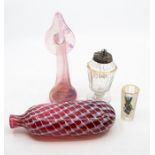 A pink jack in the pulpit vase; flask; shot glass; jar and cover (4)