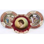 A pair of Vienna porcelain cabinet plates, transfer printed scenes, gilt detail, numbered 14/24