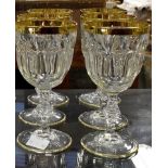 A set of six crystal and gilt glasses