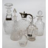 Cut and etched glass decanters, and jug (6)