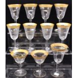 A group of eleven wine glasses, with gilt rims (11)