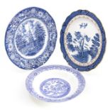 Various blue and white plates, bowls, Old Willow pattern, Delft etc (8)