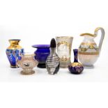 Continental and other glassware, 19th century and later, vases, jug, scent bottle (7)