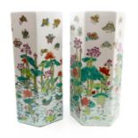 A pair of 20th century Chinese hexagonal vases