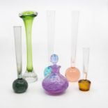 Glassware - Caithness scent bottle; bubble glass vases (6)
