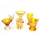 Six pieces of amber flash glass (6)