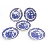 A set of eight Old Willow pattern blue and white side plates (8)