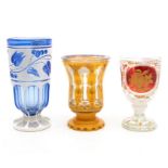 Three overlaid coloured glass vases (3)