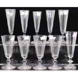 Ten assorted glass flutes (10)
