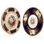 Two Aynsley cabinet plates, painted with flowers