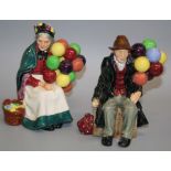 A Royal Doulton figure ' The Balloon Man', H N 1954, 18cm, together with ' The Old Balloon Seller' H