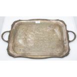 A Viner's of Sheffield alpha plate two handled tray, profuse decoration