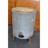 A mid 20th Century washing machine, aluminium open lid, on cast legs, make a great outdoor planter