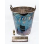 20th Century plated ice/champagne bucket, with Chinese trinket box