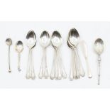 A collection of various silver teaspoons, various dates and makers, 8.60ozt