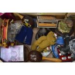 A collectors lot to include Chinese diorama, maracas, teddy bears, boxes, a tambourine, elephants,