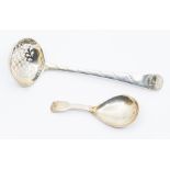 A George IV silver fiddle pattern caddy spoon, by Joseph Willmore, Birmingham, 1827 together with