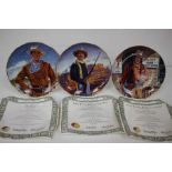 Three John Wayne Collectors Plates By Robert Tannenbaum, To Include The Duke , Hero of the West, And