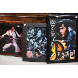 Two Holographic Elvis Pictures And A Elvis Wall Clock Plus Elvis Printed Canvas