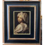 After Guido Reni, portrait of Sibylle, bust length wearing a white turban, oil on canvas, 26 by