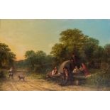 Charles Frederick Lowcock (British, 1848-1952), a gypsy encampment, signed and dated 1873 l.r.,