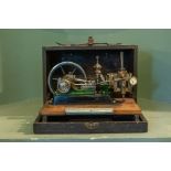 An mid 20th Century precision engineered horizontal live steam engine, bore 1 1/2 - in, stroke 1 1/2