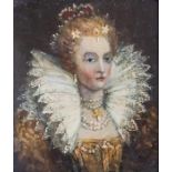 British School, early 20th Century, portrait of Queen Elizabeth I, bust length wearing a crown,