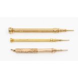 Sampson Mordan & Co, a Victorian Sampson Mordan & Co 18ct gold propelling pencil, inset white