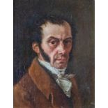 British School, 19th Century, portrait of a gentleman, bust length wearing a white stock and brown