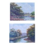 A..M..Temple (British, early 20th Century), river landscapes, a pair, signed and dated 1921 l.r.,