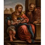 Italian School, mid 19th Century, The Madonna and child with St John The Baptist, oil on panel, 23