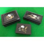 Derbyshire Ashford Marble - a 19th century ebonised trinket box, the cover mounted with a piece of