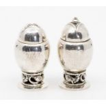 Georg Jensen, a pair of Georg Jensen sterling silver salt and pepper pots, design No.2A, post 1945