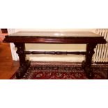 A pair of George IV and later mahogany library tables, circa 1820, later wooden rectangular inlay