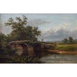 C...Wilder (British, late 19th Century), a river landscape with a stone bridge and a fisherman and