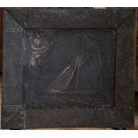 F..Lutiger, an early 20th Century Arts & Crafts copper wall plaque, depicting sailing vessel The