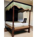 A William IV and later mahogany tester bed, circa 1830, out swept cornice canopy on reeded