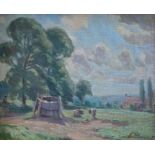 William Francis Burchell (British, fl.1909-1937), Lincolnshire Meadows, signed l.r., titled on