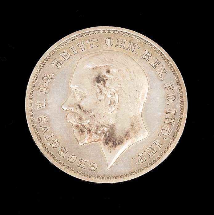 Coin, George V proof crown, 1935, raised edge, rev. stylized St George and the dragon, in the - Image 3 of 3