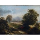 British School, late 19th Century, river landscape with a fisherman; landscape with figures on a