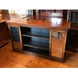 A Victorian burr walnut low level library bookcase, circa 1870, satinwood crossbanded and strung