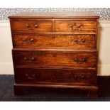 A George III mahogany chest on chest in form of chest of drawers, circa 1780 crossbanded top, two