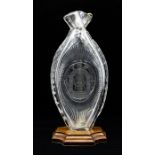 Masonic Interest, an early 19th Century clear glass double spout flask, engraved with Masonic