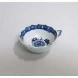 A Rare Derby  Blue and White Wine Taster  painted with a flower to the centre Date 1770 Size 7.5cm