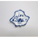 A Derby Leaf Shaped Pickle Dish painted with flowers under a feather edge border Date circa 1765